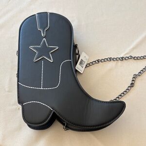 Black Star Boot-Shaped Shoulder Bag